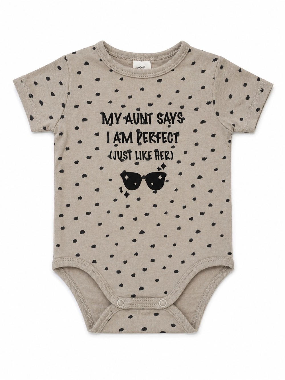 H&M Taupe One-Piece Bodysuit with Black Print